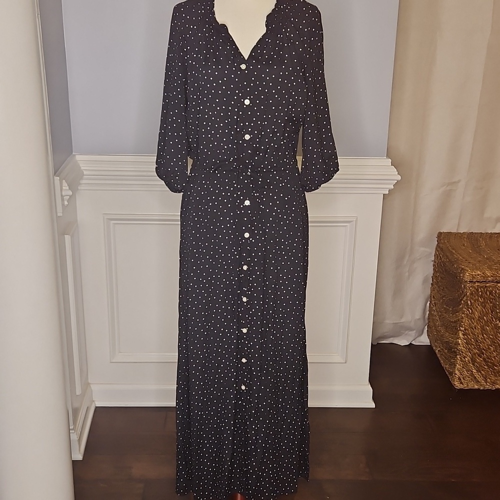 Gap Perfect Maxi Shirtdress Polka Dot Print - Picture 2 of 10